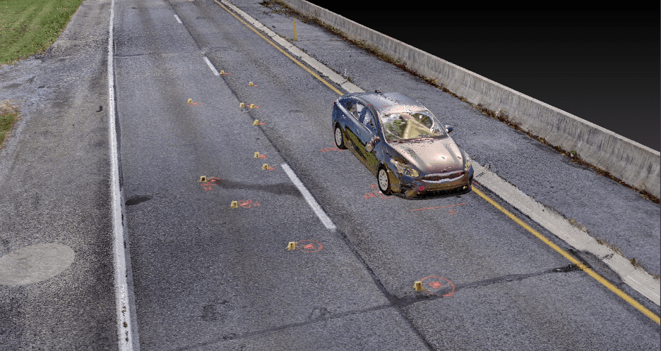 Z+F Imager® 5016 scan showing a pedestrian crash with a vehicle